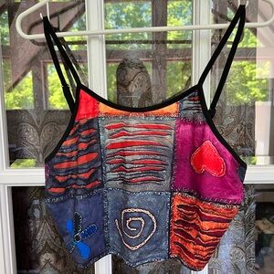 Grungy Patchwork Design Tank Top